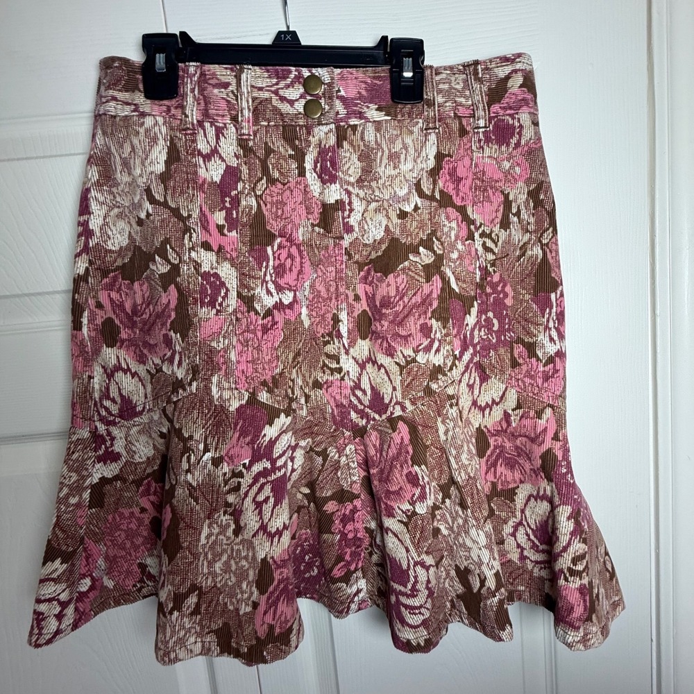 LOFT Pink Brown Floral Mini Skirt